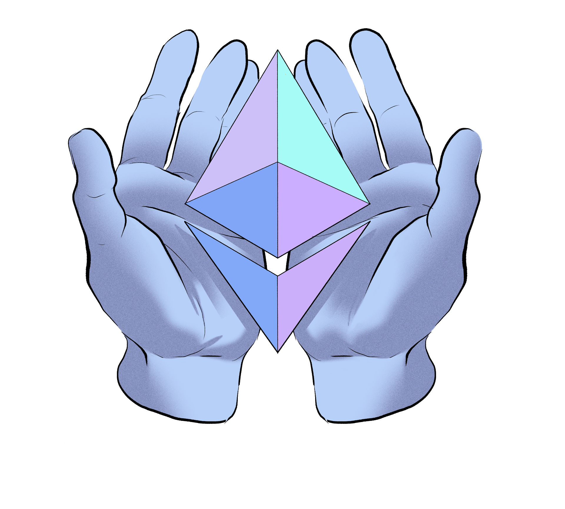 Open hands holding ether glyph