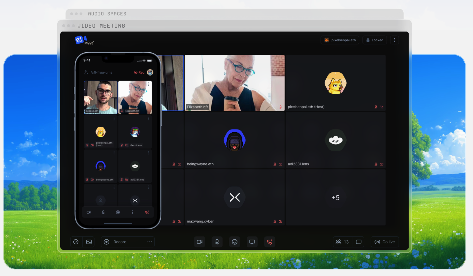 Screenshot 1 of Huddle01 showing the application interface